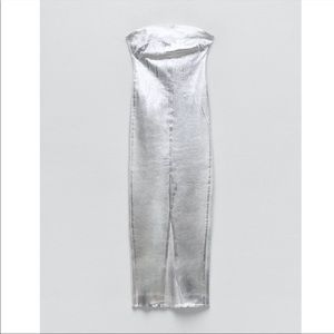 Zara ZW FITTED METALLIC DRESS